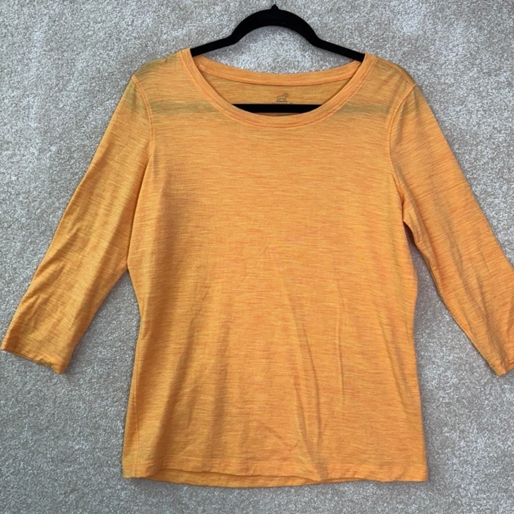WOOLX T-Shirt Women's Medium Orange Merino Wool Blend Hiking Base Layer